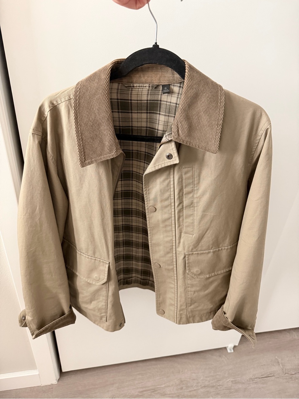 Uniqlo Khaki Utility Jacket with Corduroy Collar - Picture 2 of 3